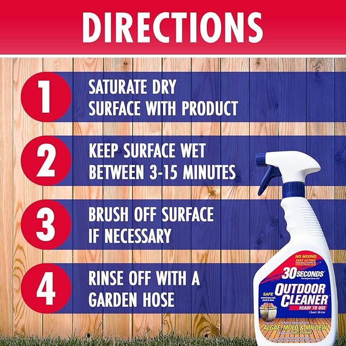 30 SECONDS Outdoor Mold & Mildew Stain Remover Spray | Ready To Use | 32 fl. - Image 5