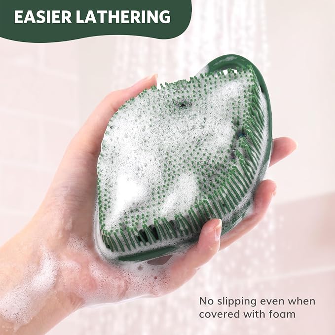 Sndyi Christmas Silicone Body Scrubber, Limited Edition Leaf-Shaped Shower Brush - Image 7