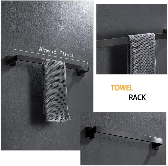 4-Piece Bathroom Hardware Set, Towel Rack Towel Bar Towel Holder Toilet Paper - Image 2