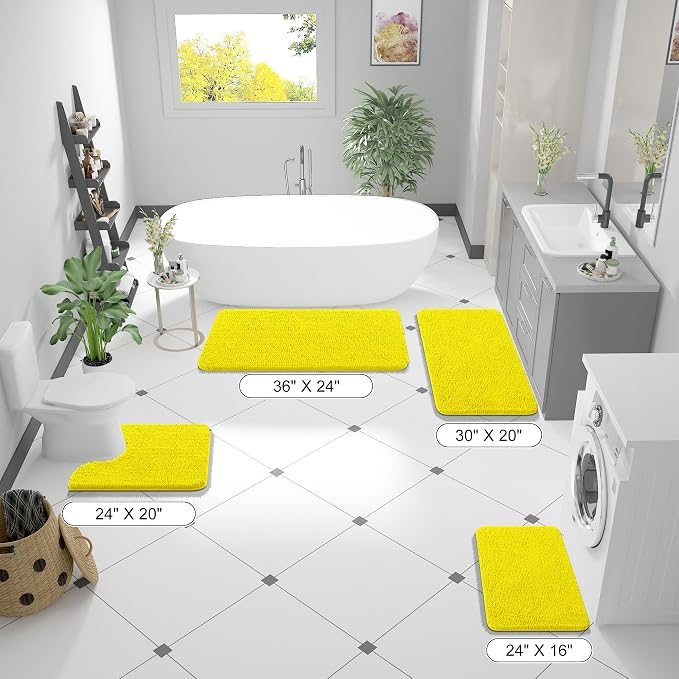 OLANLY Bathroom Rugs 36x24, Extra Soft Absorbent Chenille Bath Rugs, Rubber - Image 2