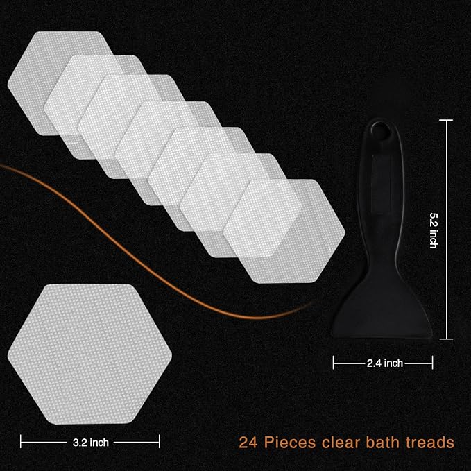 Original 24 PCS Bathtub Stickers Non-Slip, Hexagon Safety Shower Treads - Image 4