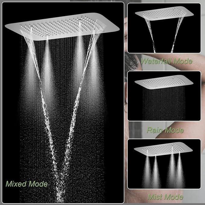Brushed Nickel 16X24 inch Ceiling Mounted Shower Head Set, Digital Display - Image 2