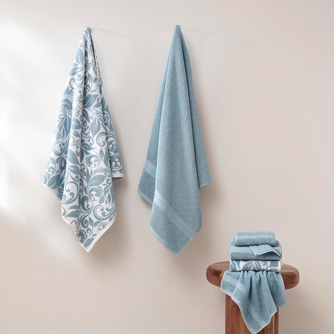 Modern Threads Trefoil Filigree 6-Piece 100% Cotton Towel Set – Reversible Yarn - Image 4