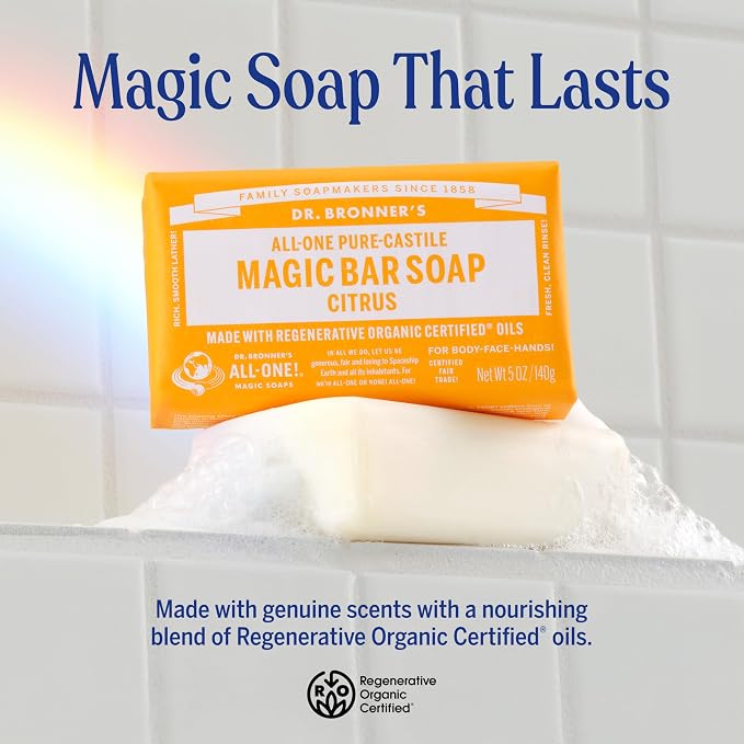 Dr. Bronner's Pure-Castile Magic Soap Bar- Bath Soap - Image 2