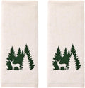 SKL Home Christmas/Winter Deer Spruce 100% Cotton Embroidered 2pc Hand Towel Set by SKLHomebySaturdayKnightLtd
