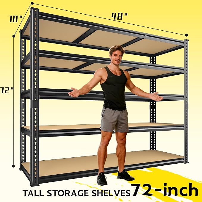 48" W Garage Shelving Heavy Duty 2800LBS Garage Storage Shelves, 5 Tier - Image 3