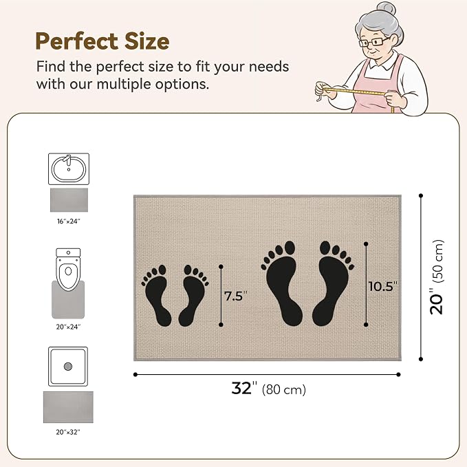 GRANNY SAYS Khaki Bathroom Rugs, Soft Chenille Bathroom Mat, Absorbent Bath - Image 2