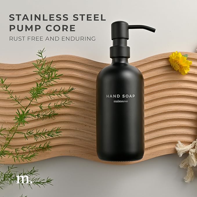 MaisoNovo Soap Dispenser 1-Piece Set | 16.9oz Black Bottles - Image 4