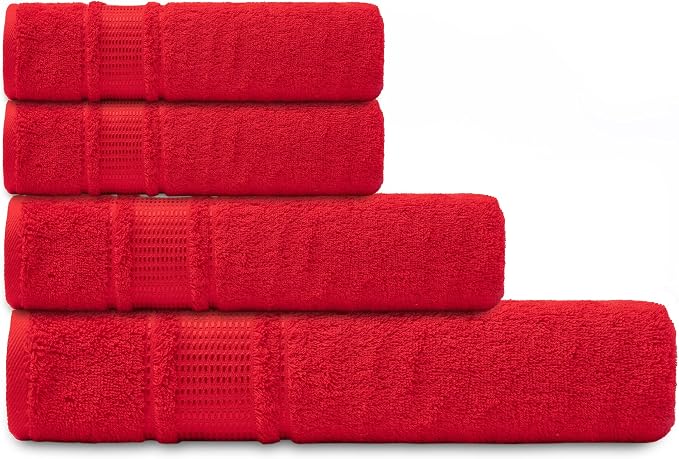 Melissa Linen, 8 Piece Towel Set, 2 Bath Towel 2 Hand Towel 4 Fingertip Red - Image 9
