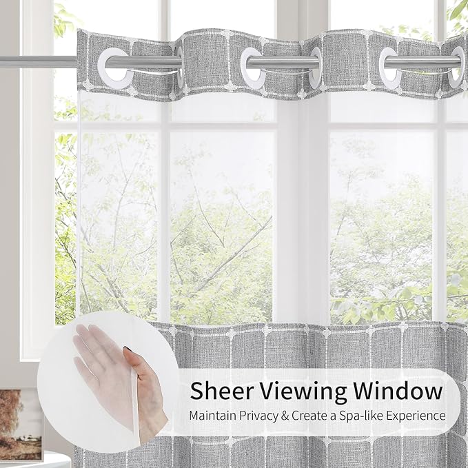 MitoVilla No Hooks Required Farmhouse Shower Curtain - Image 3
