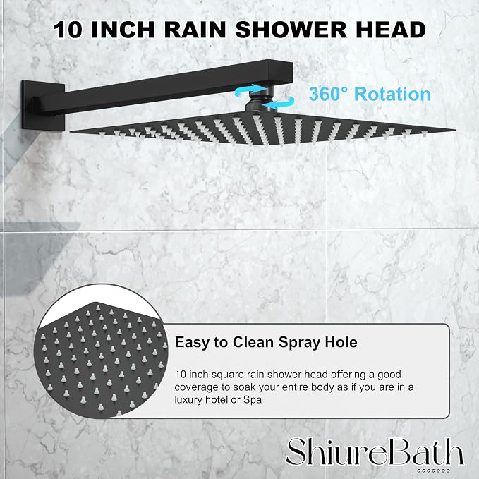 10 Inch Shower Faucet Set with Tub Spout Wall Mounted Shower System - Image 3