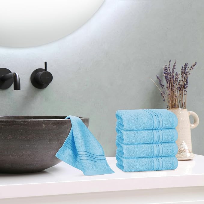 BOUTIQUO Ultra Soft Cotton Washcloths, Contains 12 Piece Face Cloths 12x12 inch - Image 4