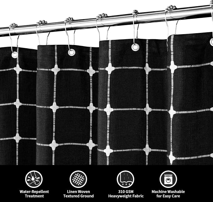 MitoVilla Black Boho Shower Curtains - Image 3