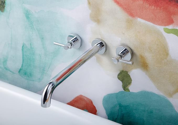 Wall Mount Tub Filler, Two Handle Bathtub Faucet, Extra Long Spout Reach - Image 3