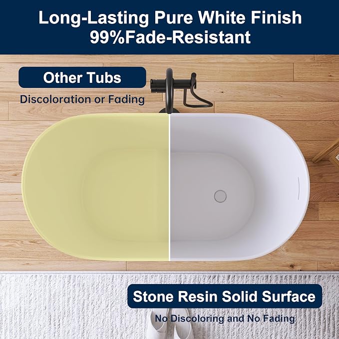 43" Stone Resin Janpanese Soaking Tub, Freestanding Deep Soaking Bathtub - Image 3