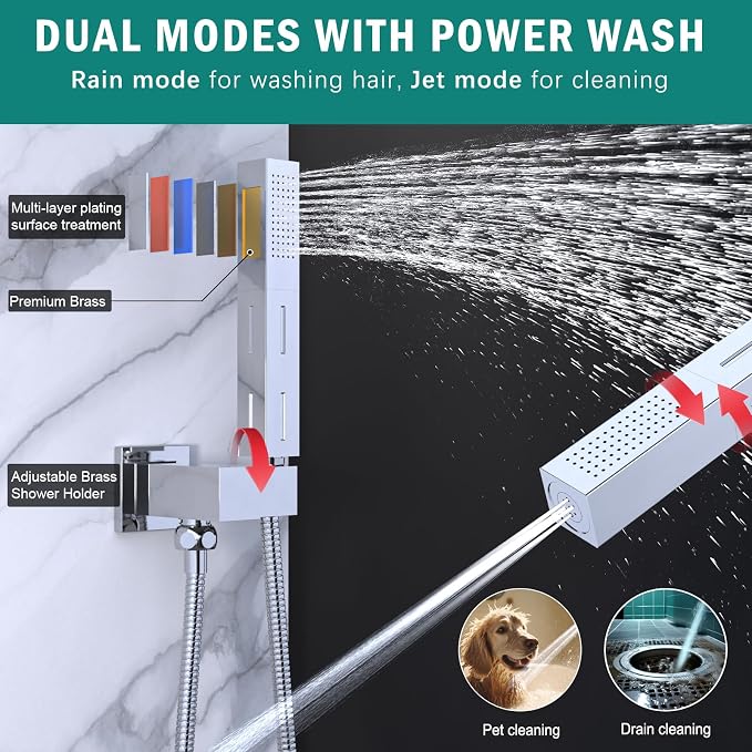 Enga Shower Faucet Set, Dual Shower Head System - Image 4