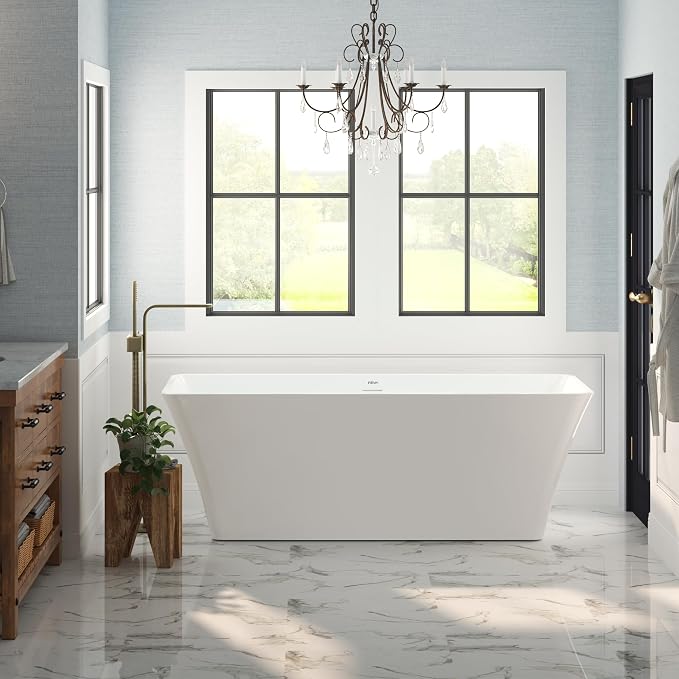 FerdY Sentosa 67" Acrylic Freestanding Bathtub, Contemporary Design Soaking Tub - Image 8