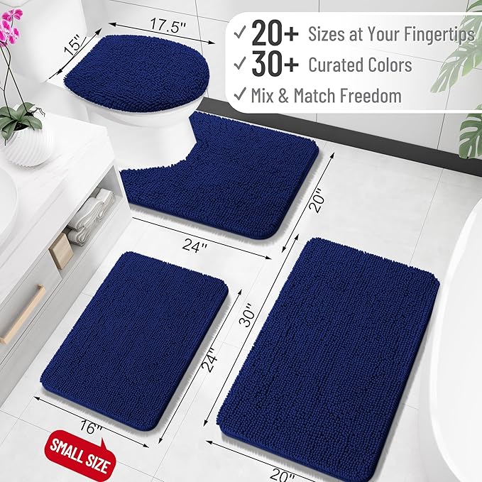 OLANLY Bathroom Rugs 24x16, Extra Soft Absorbent Chenille Bath Rugs, Rubber - Image 2
