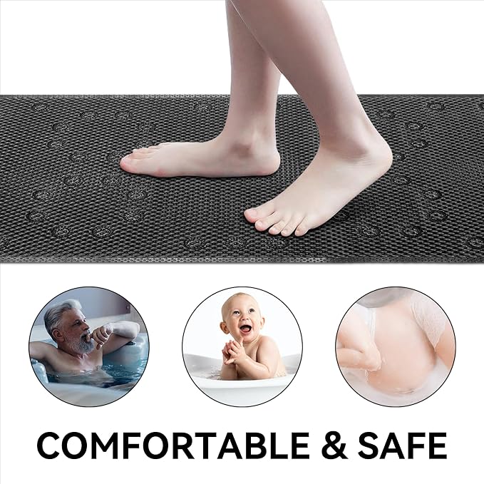Double Layer Foam Non Slip Bathtub Mat 37x17in, More Comfortable and Thicker - Image 7