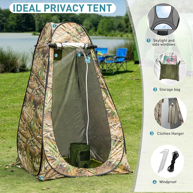 Portable Hot Shower for Camping Shower Tent Kit, 1000W Immersion Heater - Image 3