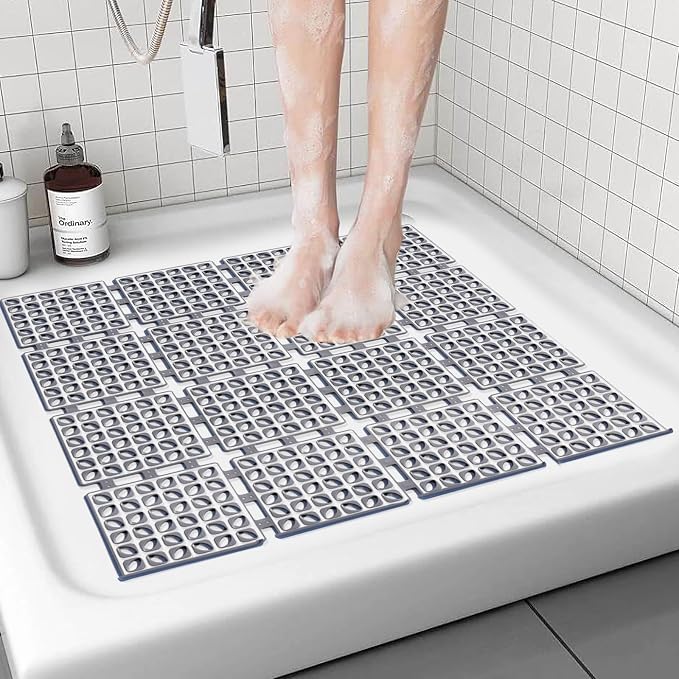 Shower Mat Non Slip，24"X24" Bathtub Mat Non Slip Square Shower Mats by Apacal