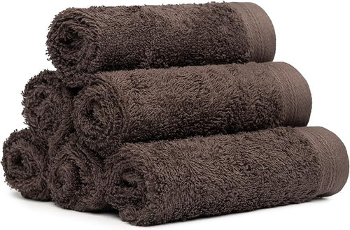 100% Cotton Washcloths Set 13” x 13” | Chocolate Towels | Set of 6 Ultra Soft by Weidemans