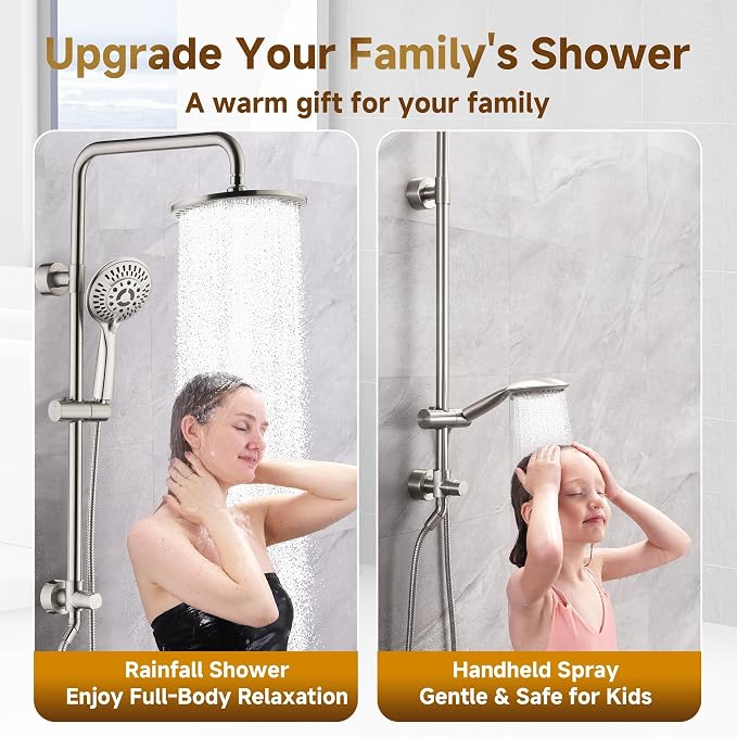 BRIGHT SHOWERS Rain Shower Heads System Including Rainfall Shower Head and - Image 3