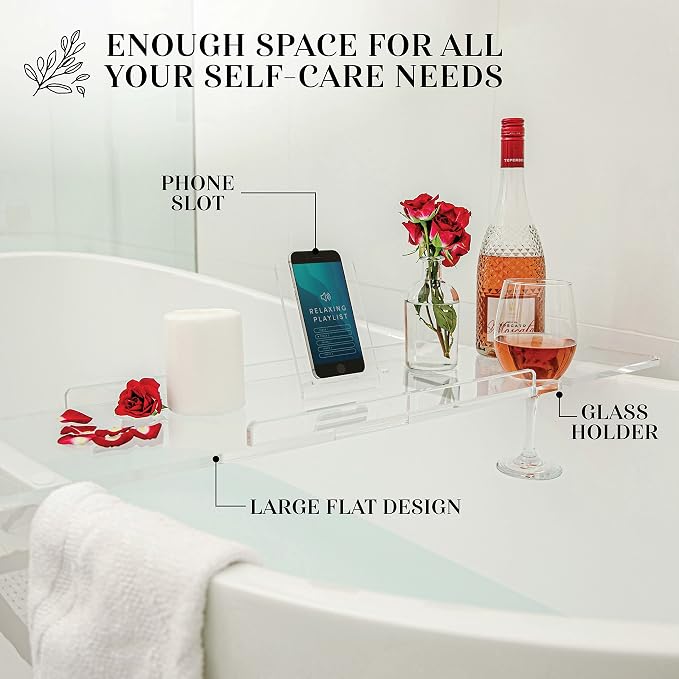 30" Supreme- Clear Bathtub Tray Caddy Tub Shelf - Image 3