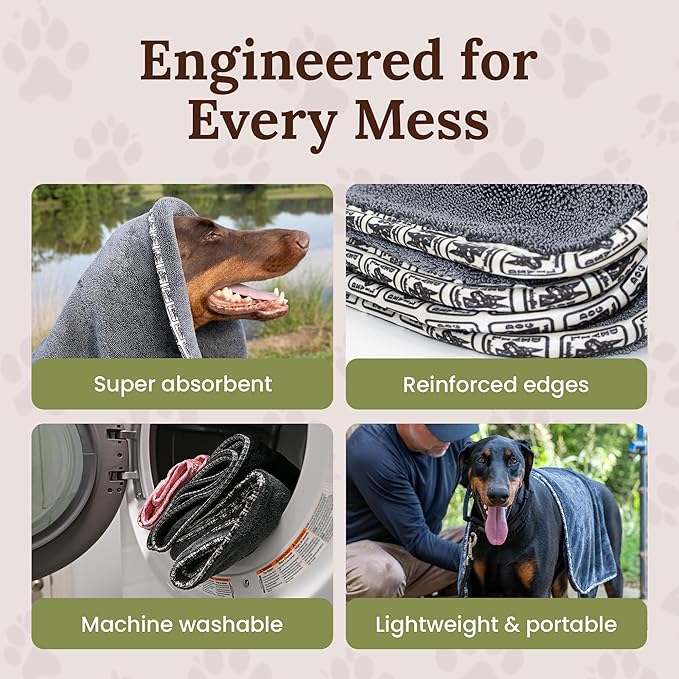 Premium Drying Towel – Small 16" x 24" Super Absorbent Microfiber Dog Bath - Image 3