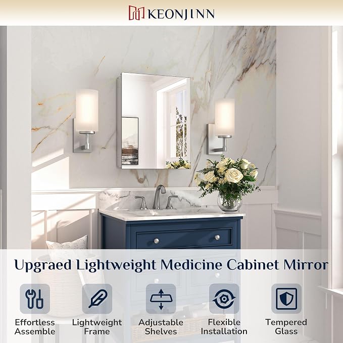 Keonjinn Small-Sized Medicine Cabinet 14.5 x 18.5 in, Assembly Required - Image 9