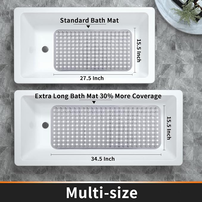 Yimobra Bathtub Mat Non Slip, Super Strong Suction Cups, 27.5"x15.5" Long - Image 6