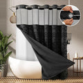 No Hooks Required Boho Farmhouse Shower Curtain Tufted Chevron Striped - 72W x by PANGSINNEDirect