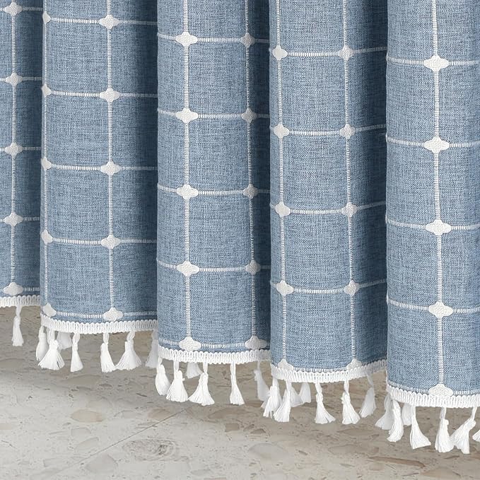 MitoVilla Blue Boho Extra Long Shower Curtain 72 x 84, Modern Farmhouse 84 inch - Image 5
