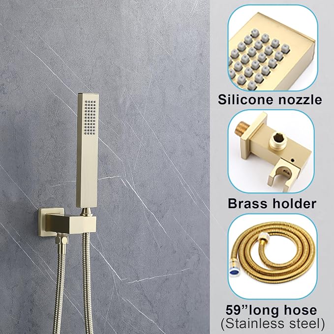 Digital Display Shower System Set 16 Inches Rain Fall Head Temperature Valve - Image 6
