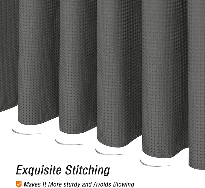 Gibelle Extra Long Shower Curtain 72 x 84, Tall Waffle Weave Textured Fabric - Image 5