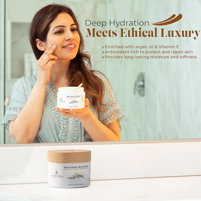 AZMERA Handcrafted Whipped Shea Body Butter – Luxurious Vanilla Bean Scented - Image 2