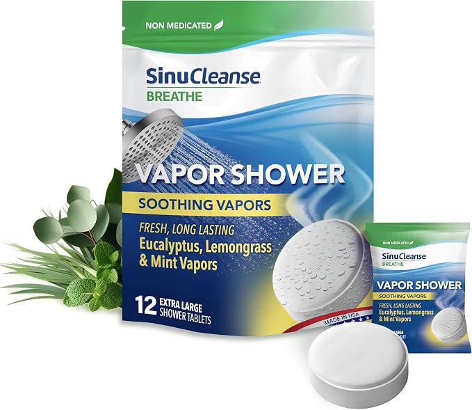 Sinucleanse Vapor Shower Steamers, All Natural Lemongrass, Eucalyptus & Mint by SinuCleanse