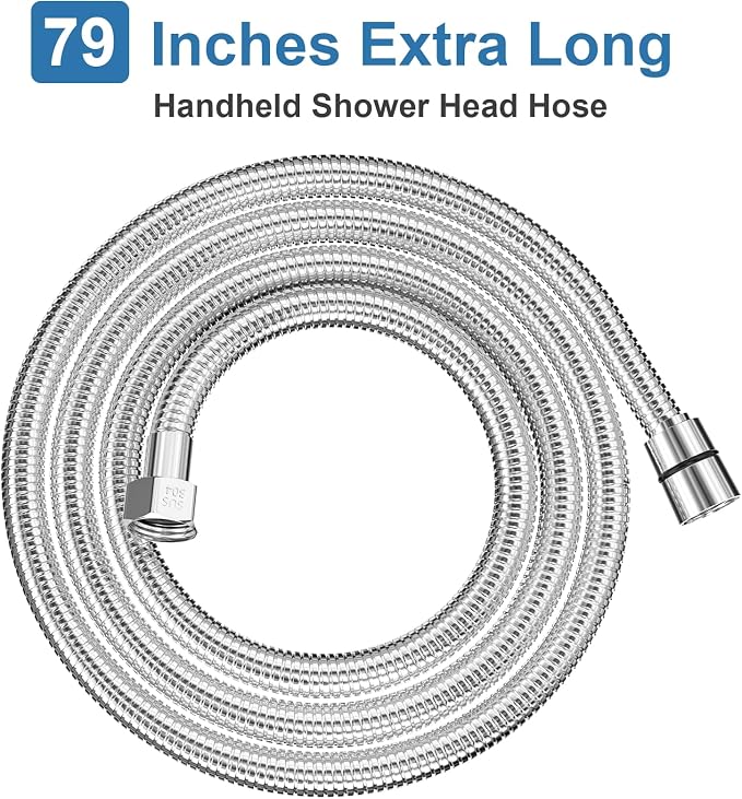 79" Shower Hose, Extra Long 304 Stainless Steel Handheld Shower Head Hose - Image 2