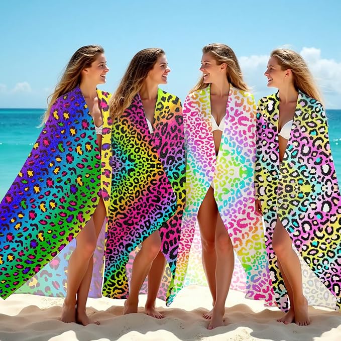 4 Pack Towels for Bathroom, Beach Towel, Microfiber Lightweight Beach Towels - Image 2