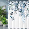 Gibelle Blue Eucalyptus Shower Curtain, Watercolor Plant Leaves by Gibelle