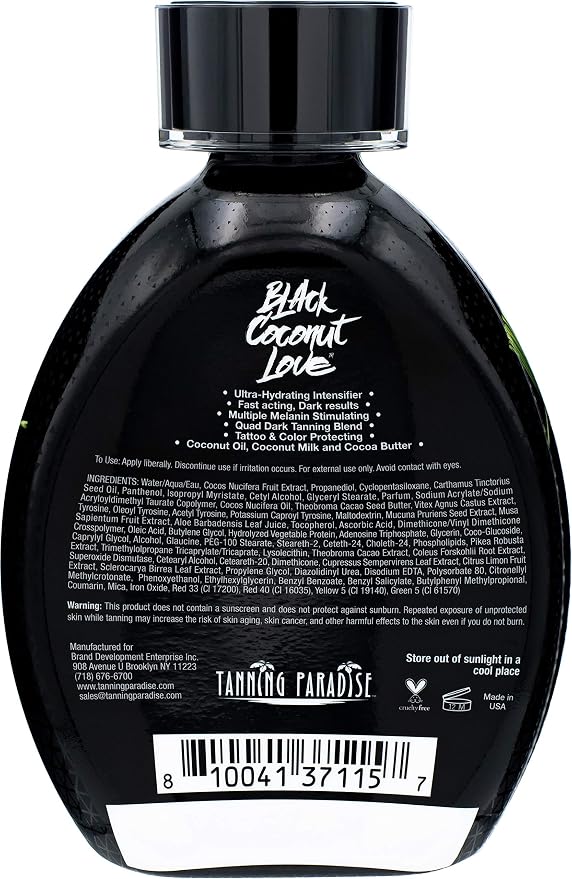 Tanning Paradise Black Coconut Love Tanning Lotion | Coconut Oil | Age-Defying - Image 2