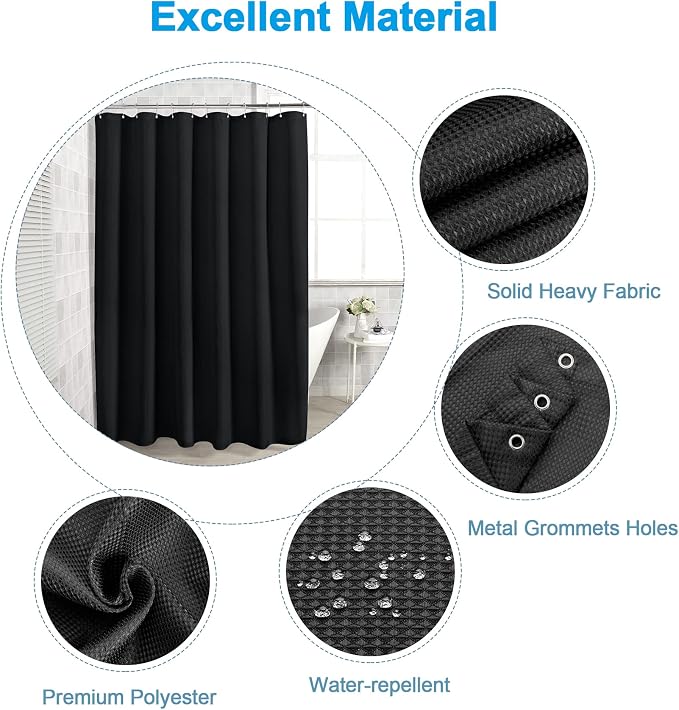 AmazerBath Waffle Shower Curtain, Stall Shower Curtain, Hotel Quality Bathroom - Image 3