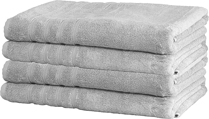 Mosobam Luxury Turkish Towels Set of 4 Bath Sheets 35X70 Light Grey 700 GSM by Mosobam