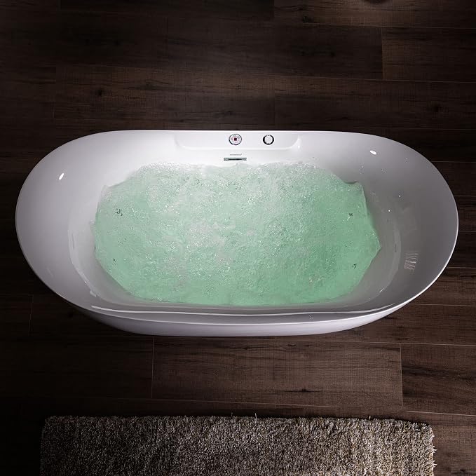 WOODBRIDGE 72" x 35-3/8" Whirlpool Water Jetted and Air Bubble Freestanding - Image 9
