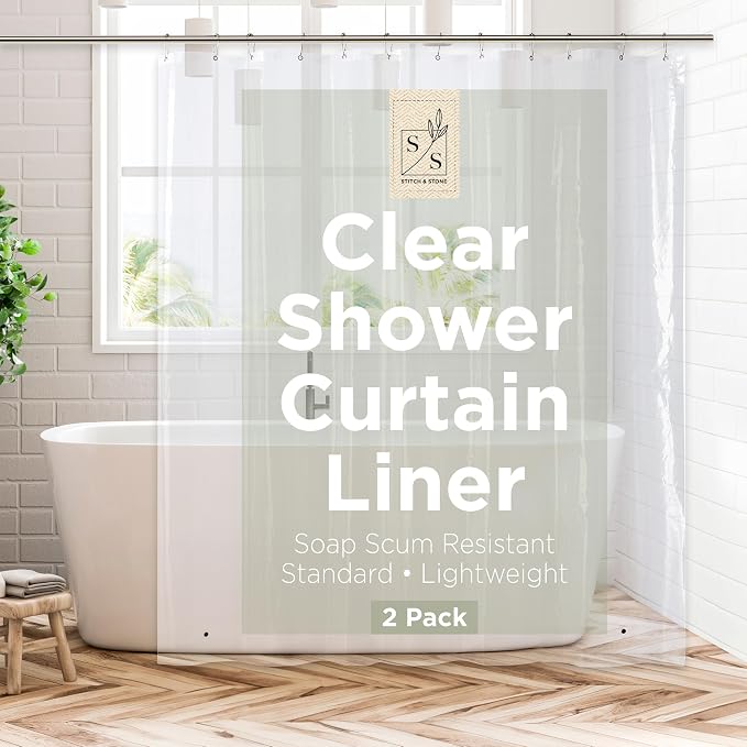 Stitch & Stone Shower Curtain Liner, Premium Lightweight Durable Waterproof 4g by MainstreamInternational
