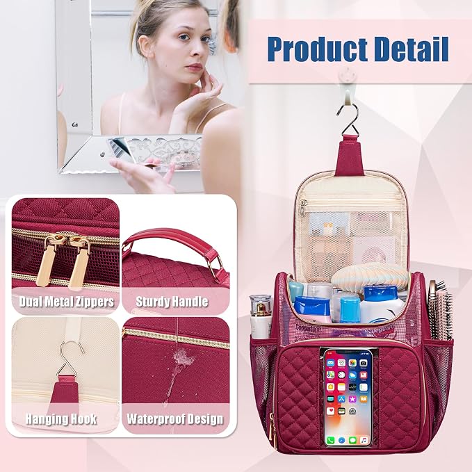 Large Toiletry Bag for Women Men, Portable Shower Caddy For College Dorms - Image 6