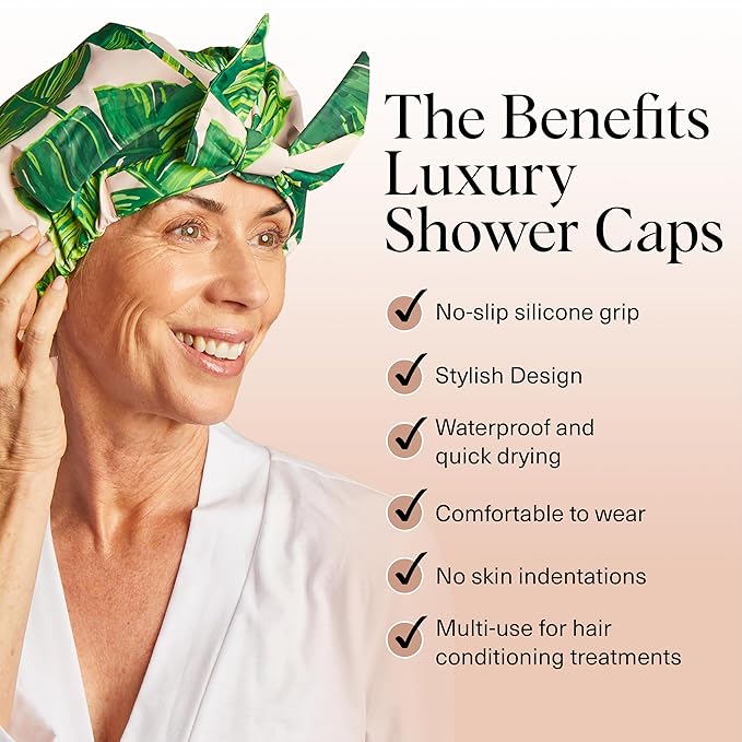 Kitsch Luxury Shower Caps for Women Reusable Waterproof - Image 2