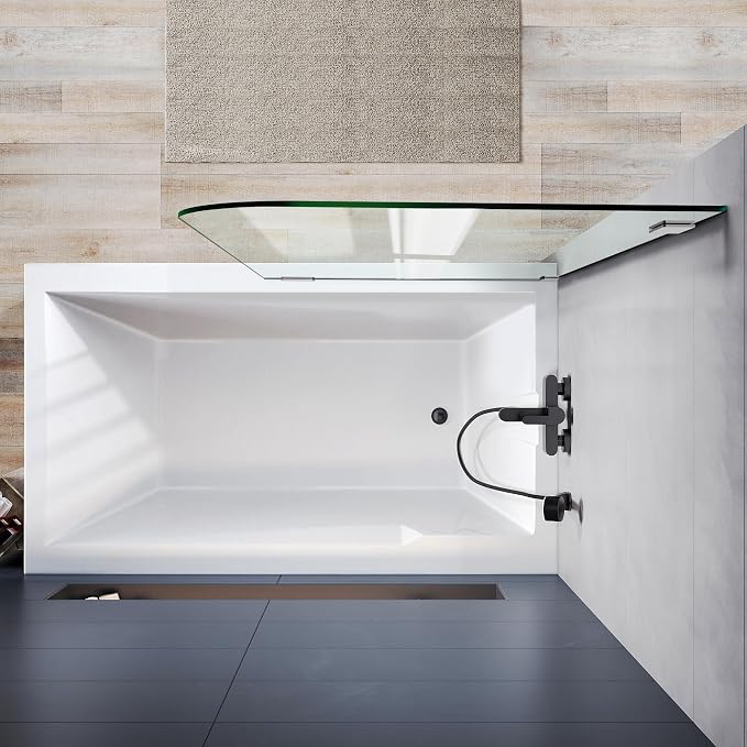 Bathtub Shower Door, 1/4" Clear Tempered Frameless Shower Glass Door, Tub - Image 5