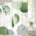 Extra Long Green Boho Shower Curtain 72Wx84H Mid Century Modern Abstract Palm by MitpokBrand