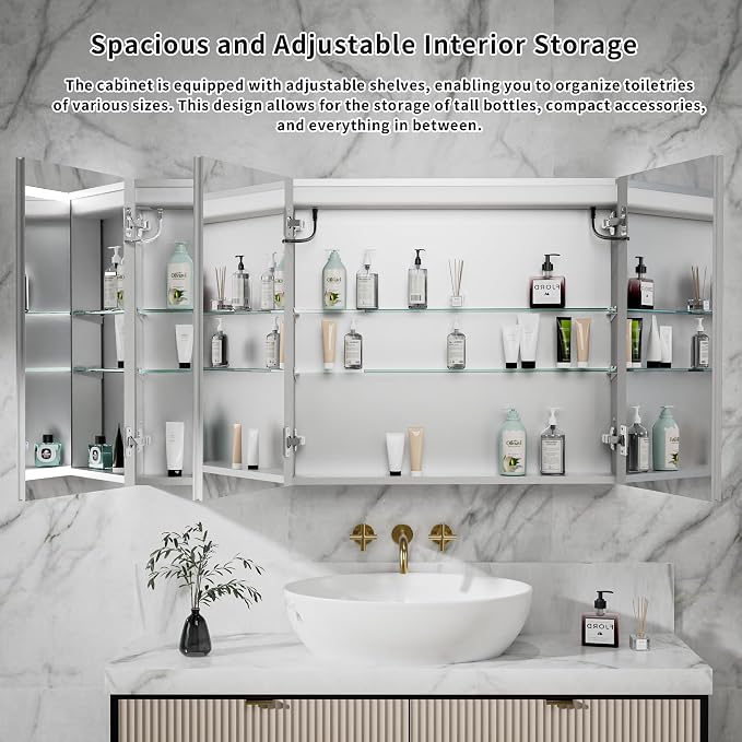 LED Medicine Cabinet Mirror for Bathroom, 48x30 Medicine Cabinet - Image 3
